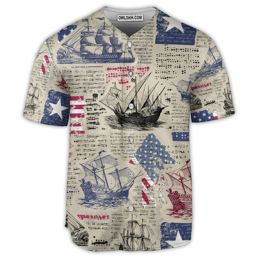 Sailing US Flag Independence Day - Baseball Jersey  - Chic Loom