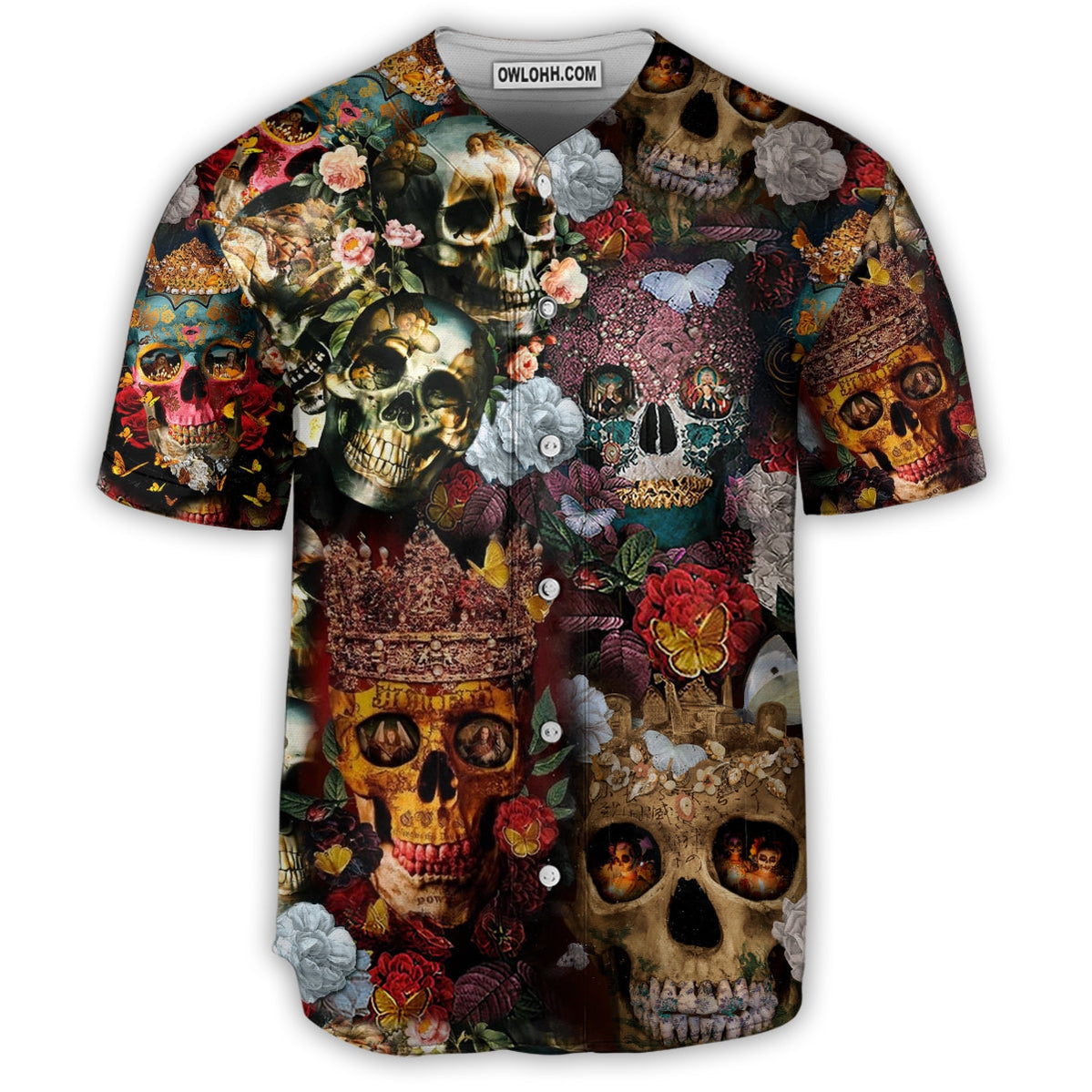 Skull Queen Love Flowers - Baseball Jersey - Chic Loom