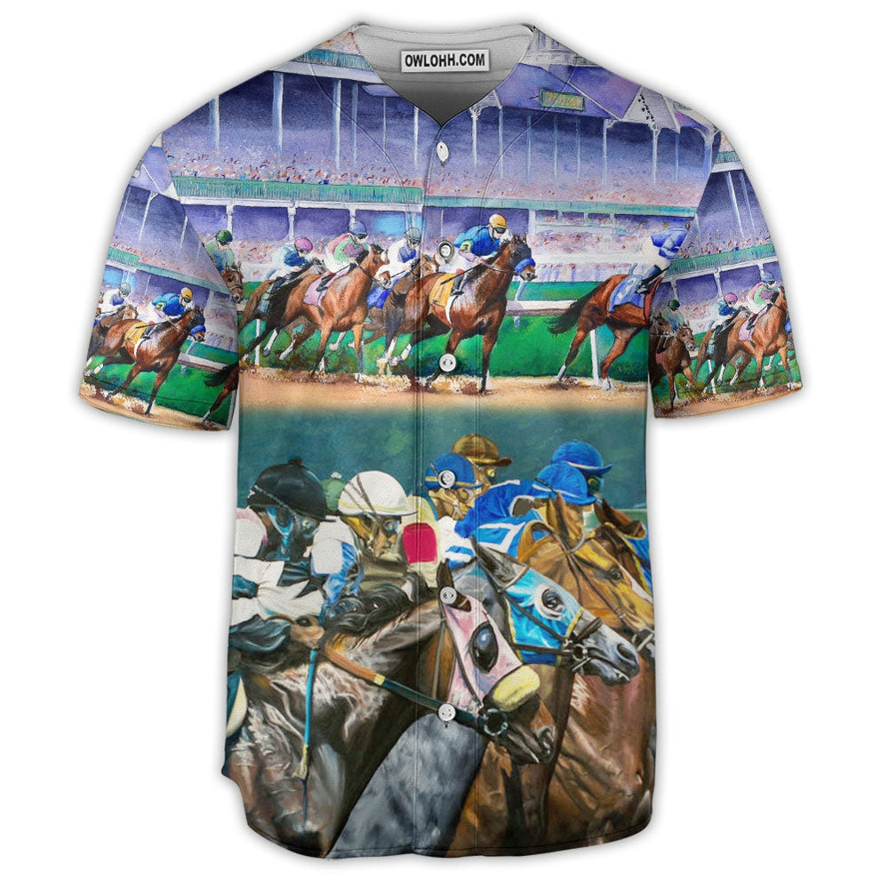 Horse Racing Art Horse Lover - Baseball Jersey  - Chic Loom