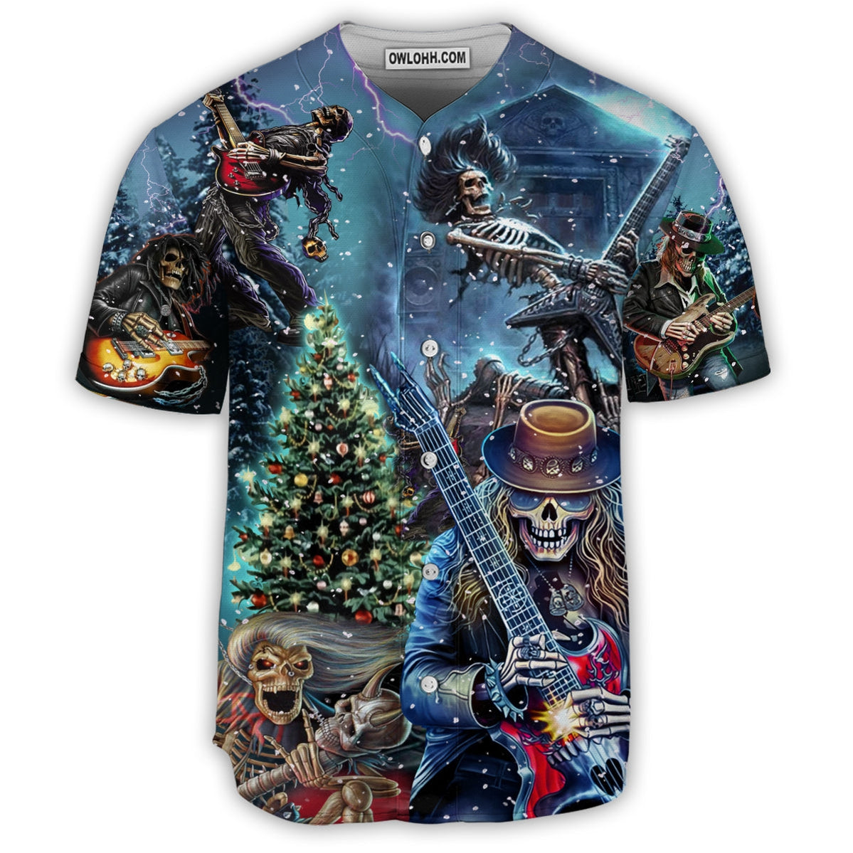 Skull Playing Rock Party Music - Baseball Jersey - Chic Loom