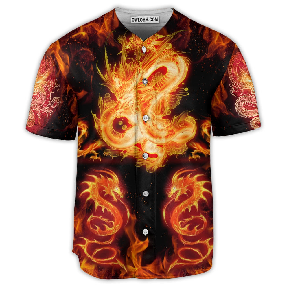 Dragon And Fireball Madness - Baseball Jersey  - Chic Loom