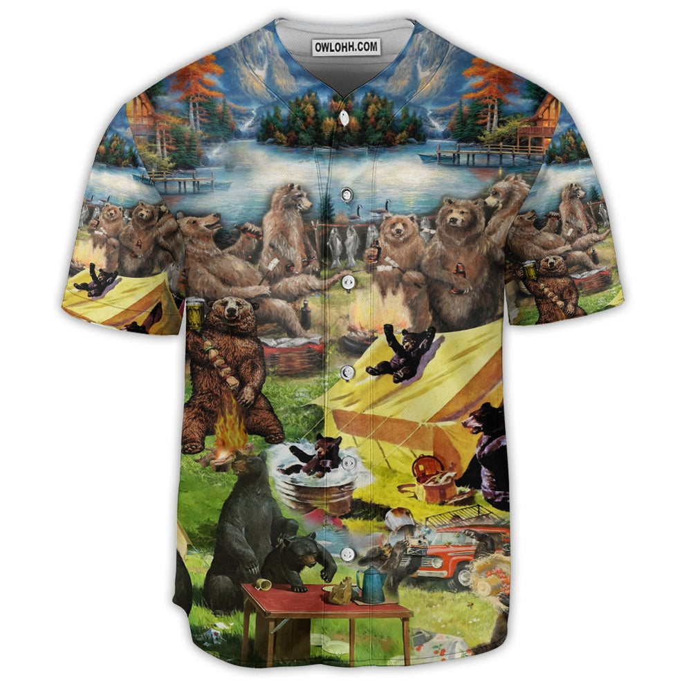 Camping Worst Case Scenario Bears Eat - Baseball Jersey  - Chic Loom