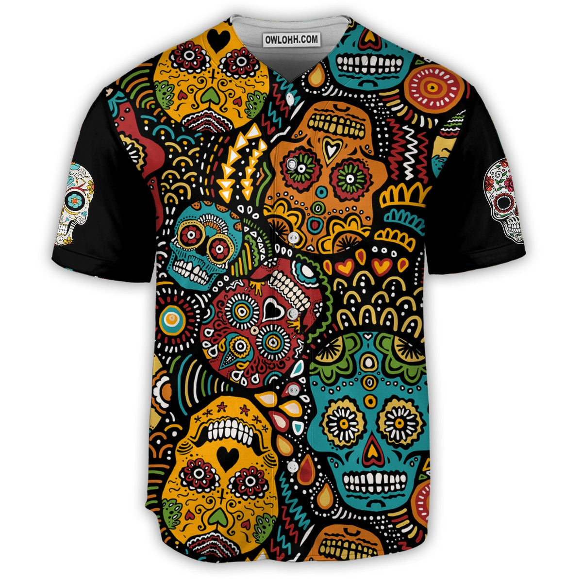 Sugar Skull Amazing Floral - Baseball Jersey - Chic Loom