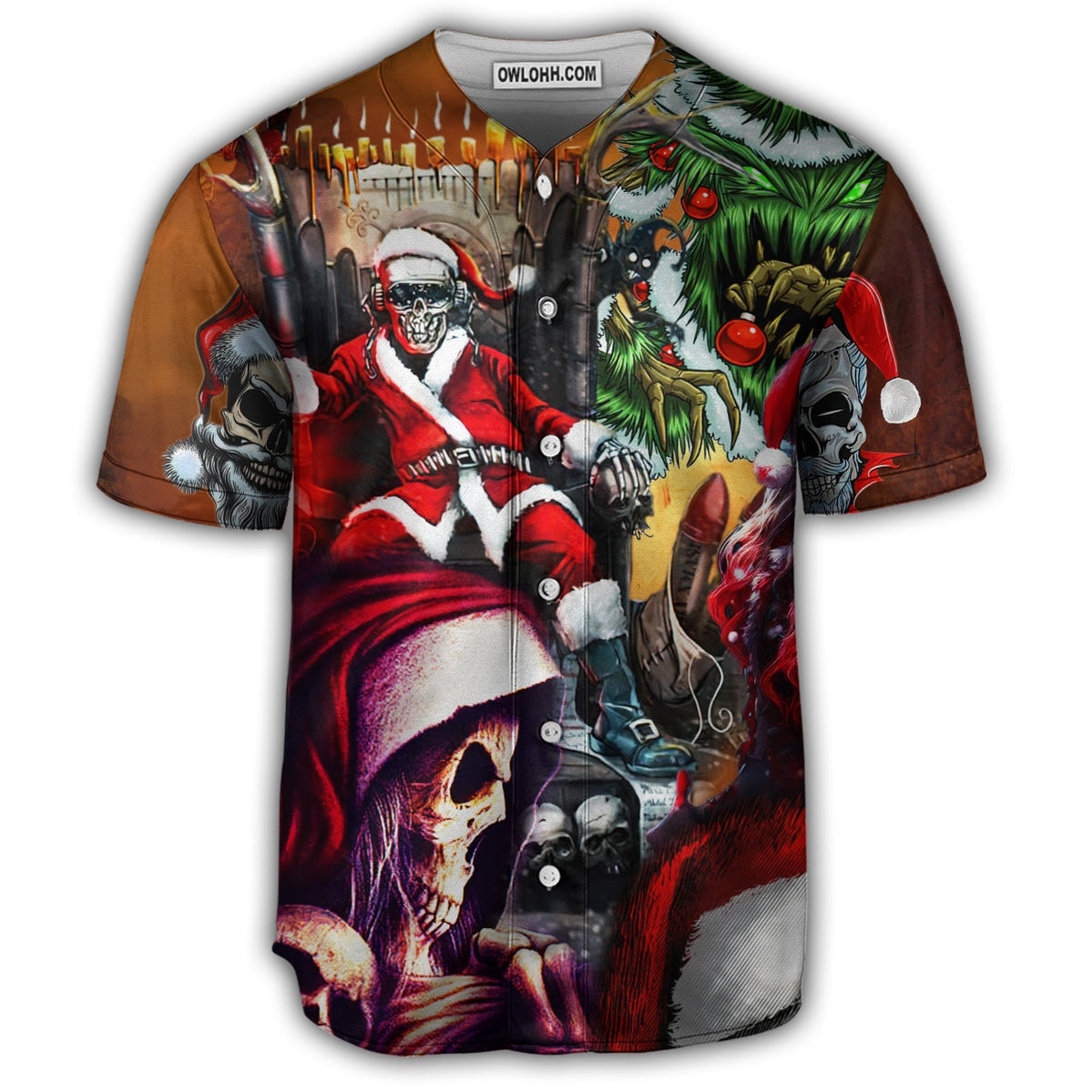 Skull Santa Claus Christmas Cool Style - Baseball Jersey - Chic Loom