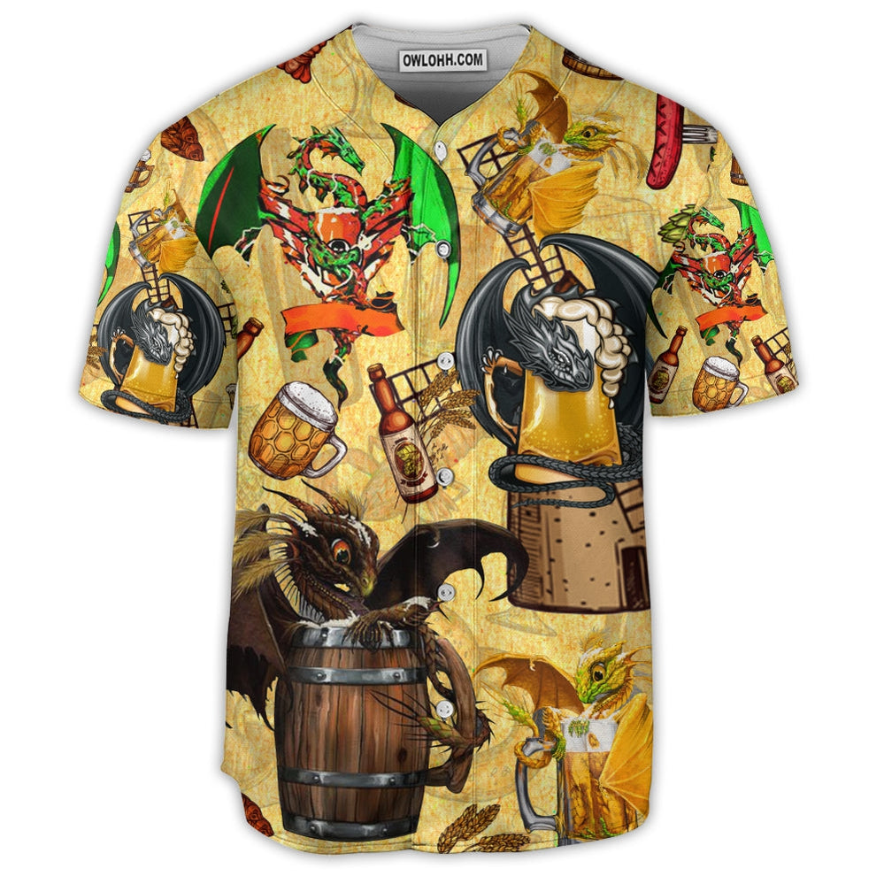 Beer Dragon Drunkgon Loves Beer - Baseball Jersey  - Chic Loom