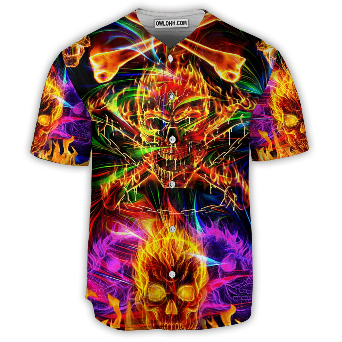 Skull Fire Angry - Baseball Jersey - Chic Loom