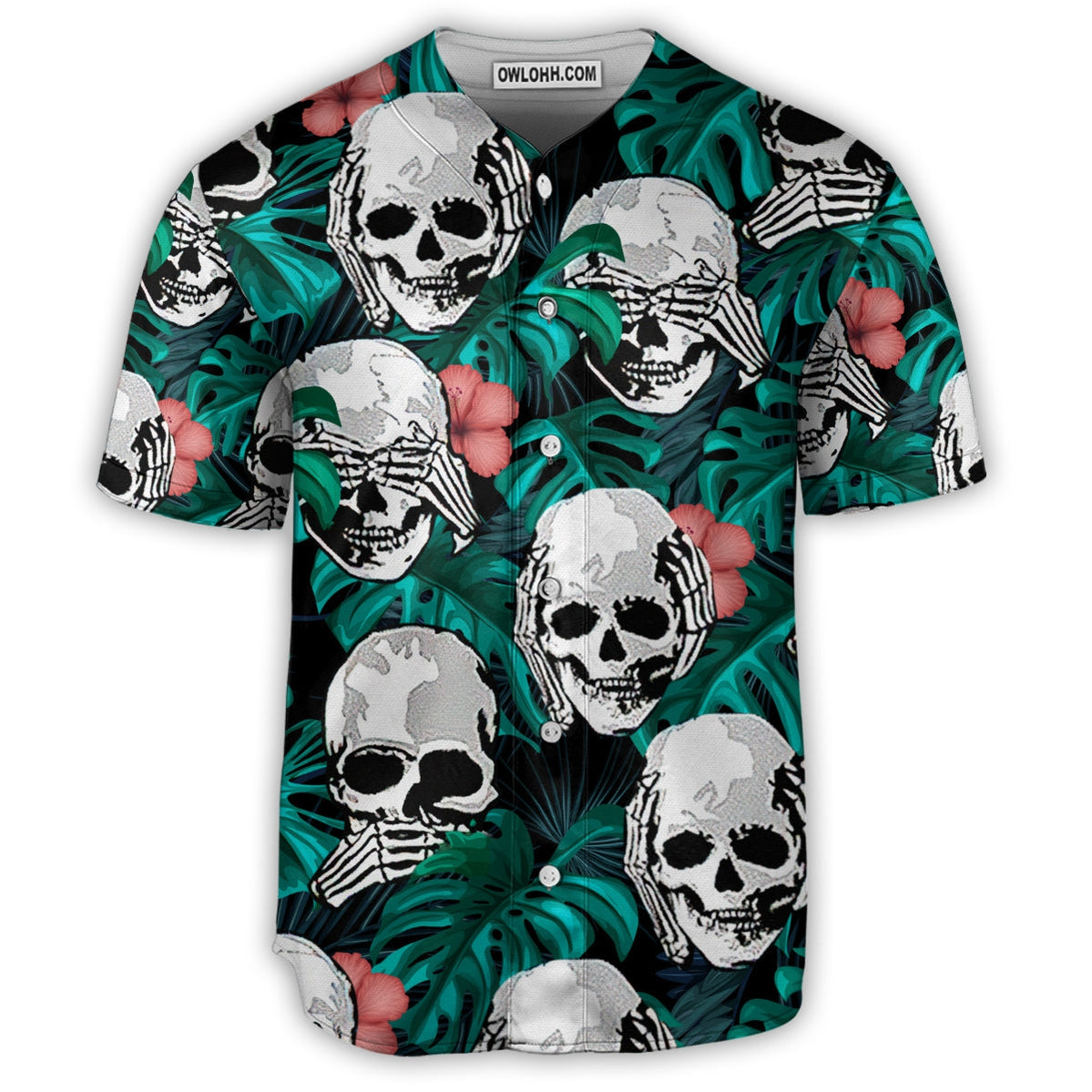 Skull Love Life Tropical Leaves - Baseball Jersey - Chic Loom