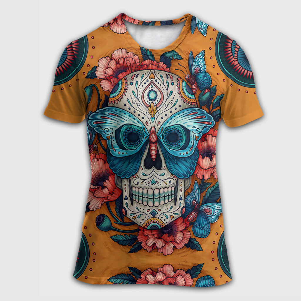 Skull And Butterfly Abstract Vintage Colorful - 3D T-shirt - Chic Loom