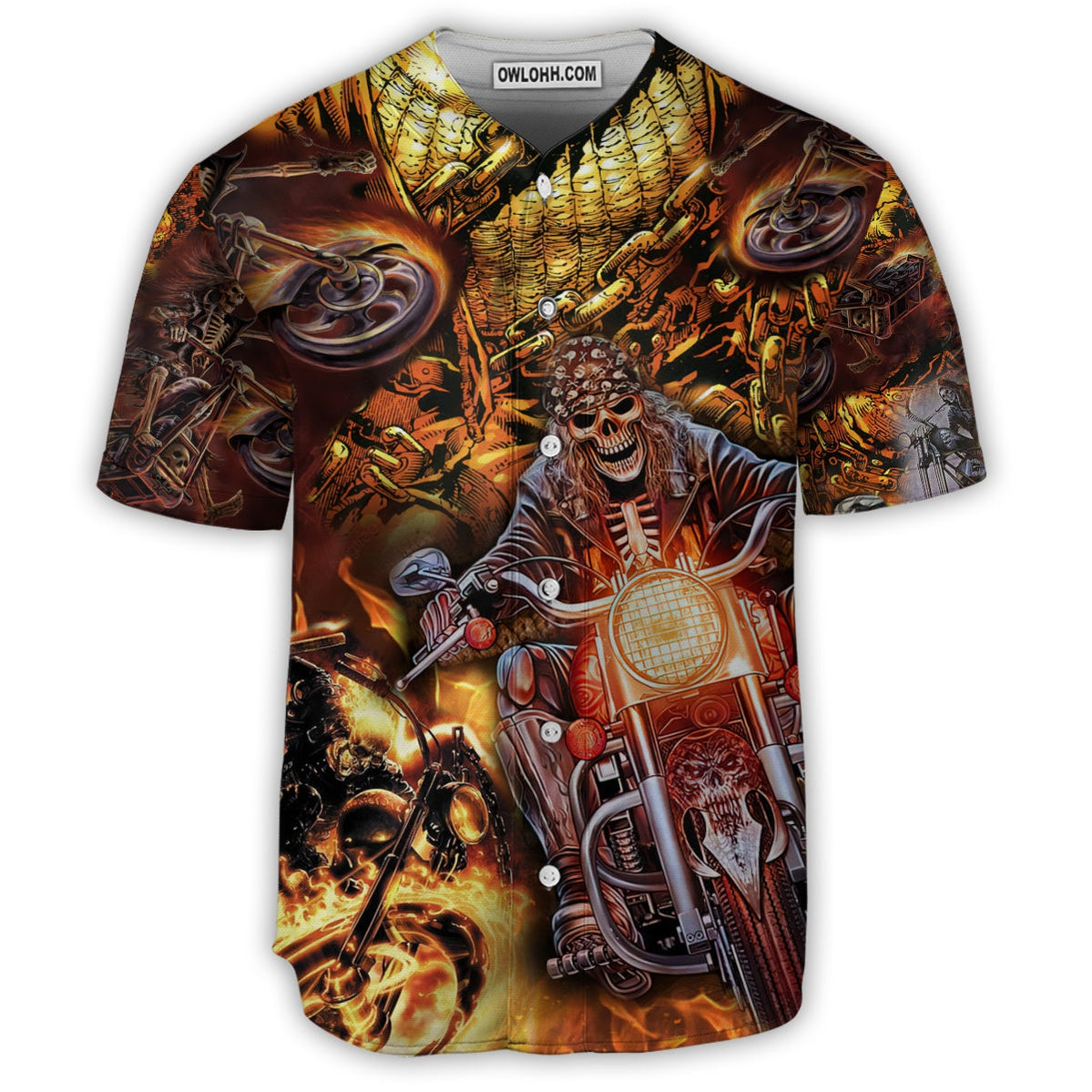 Motorcycle Skull Racing Fast Fire - Baseball Jersey - Chic Loom