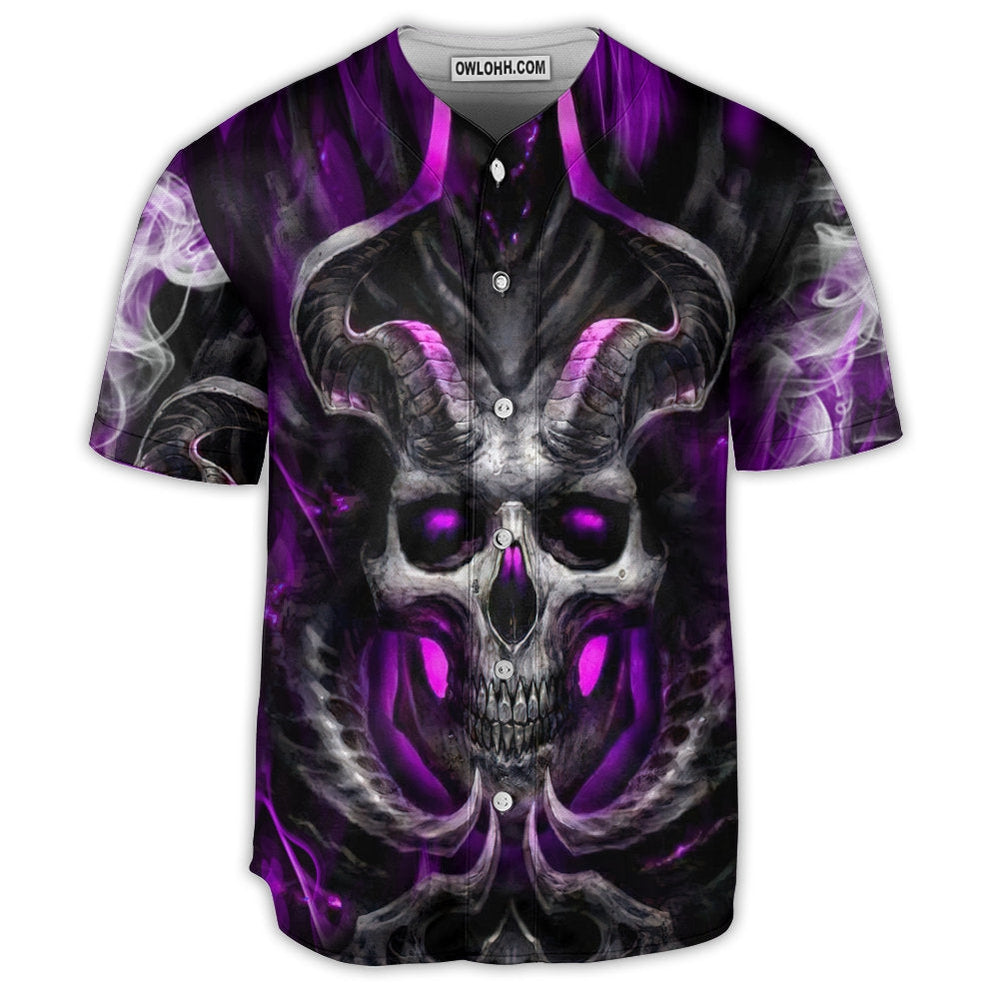 Skull Dark Purple Fire Lighting - Baseball Jersey  - Chic Loom