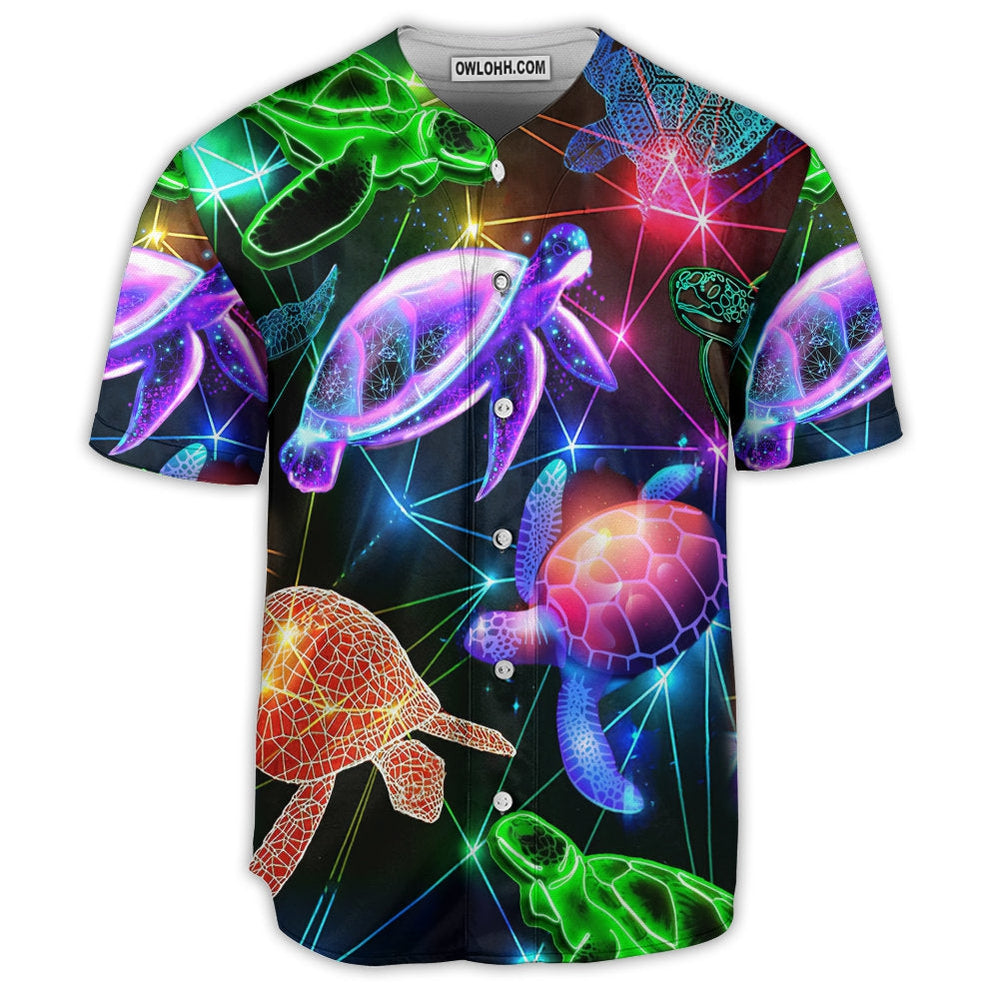 Turtle Fullcolor Neon Style Loves Ocean - Baseball Jersey  - Chic Loom