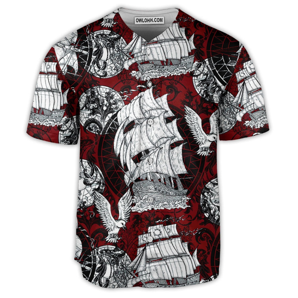 Sailing Ship Old Vintage Anchor Sea Life - Baseball Jersey  - Chic Loom