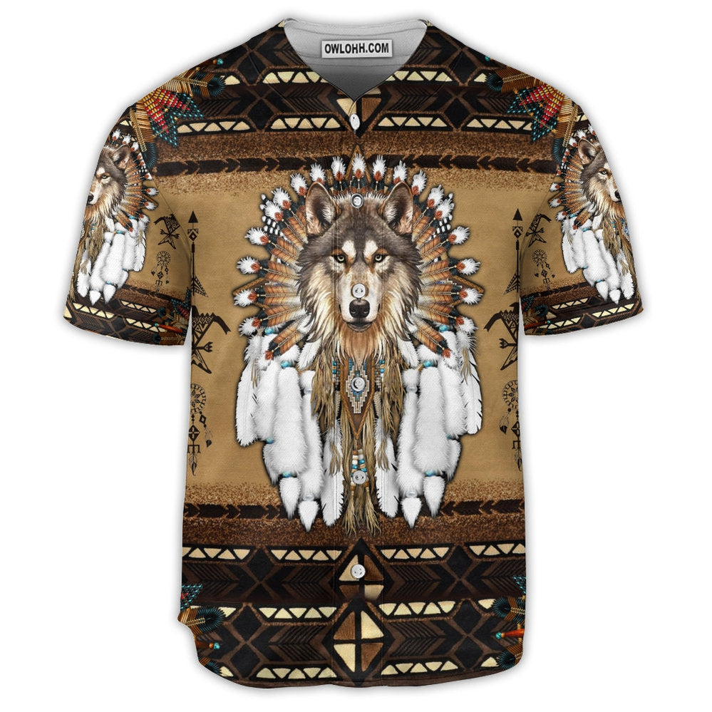 Wolf Native American Spirit - Baseball Jersey  - Chic Loom