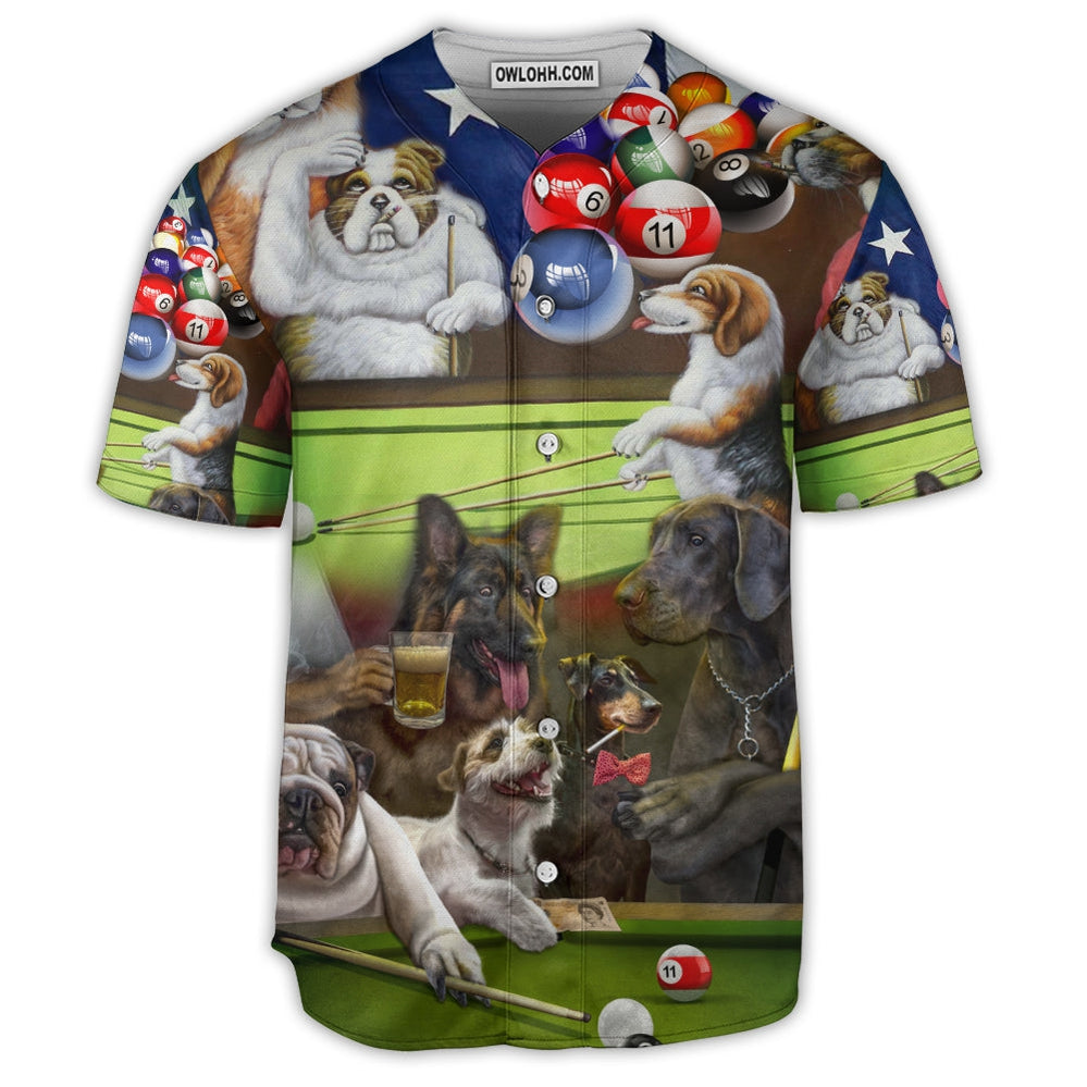 Billiard Independence Day Funny Dogs - Baseball Jersey  - Chic Loom