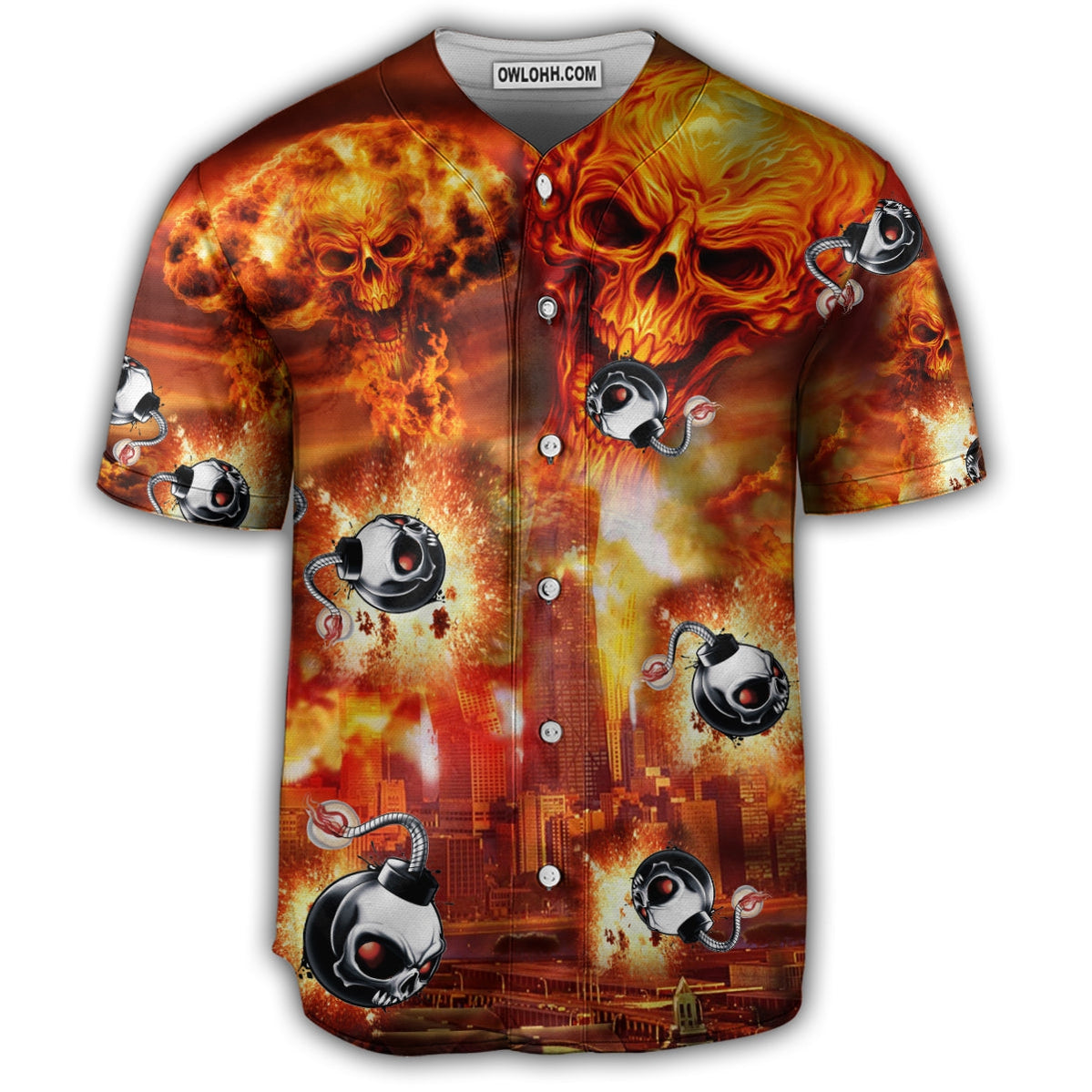 Skull On Fire Fire - Baseball Jersey - Chic Loom