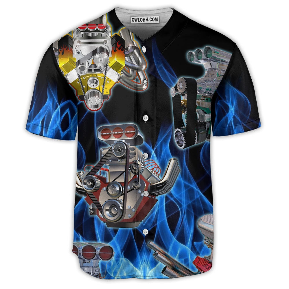 Hot Rod Classic Car Blue Flame - Baseball Jersey  - Chic Loom