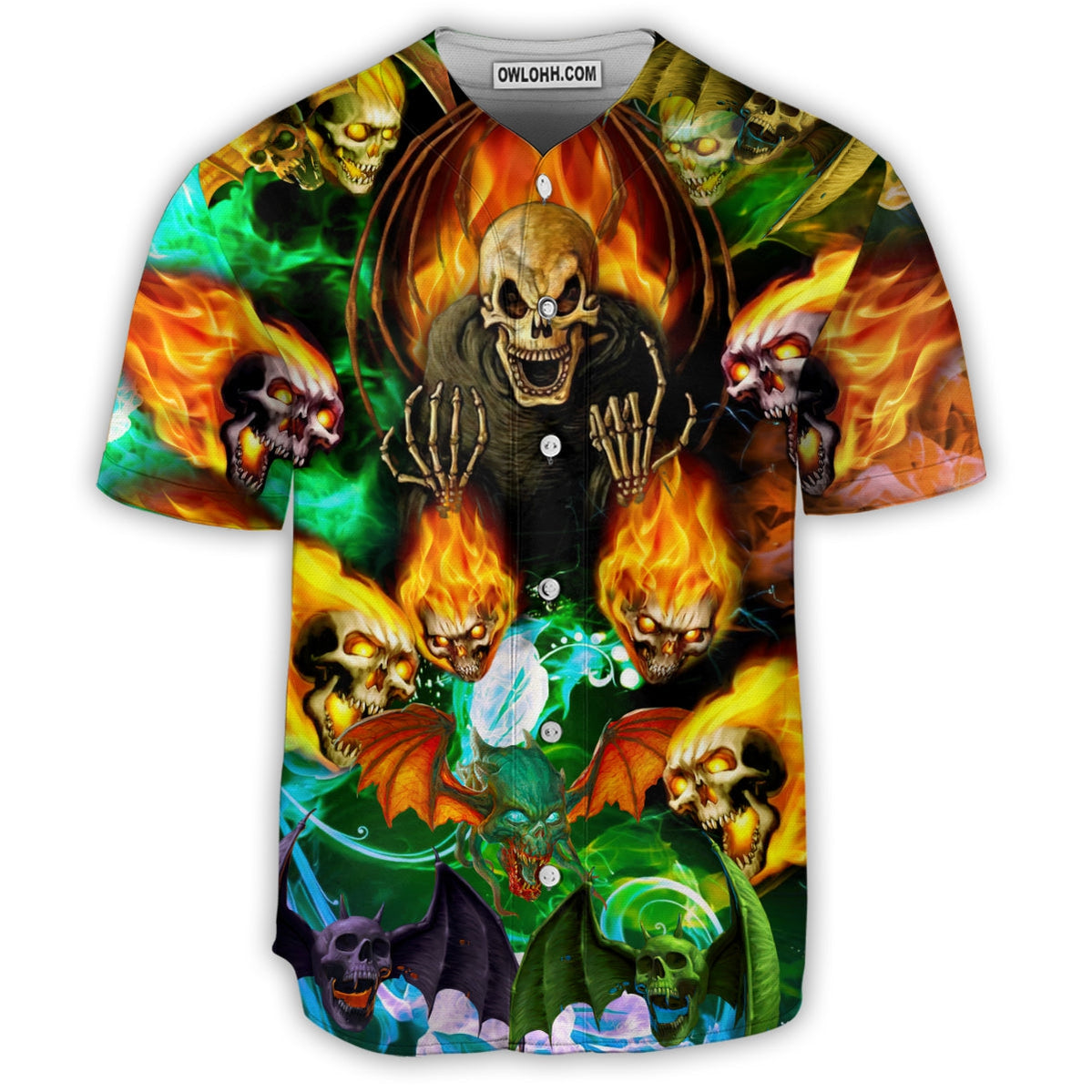 Skull With Bat Wings - Baseball Jersey - Chic Loom