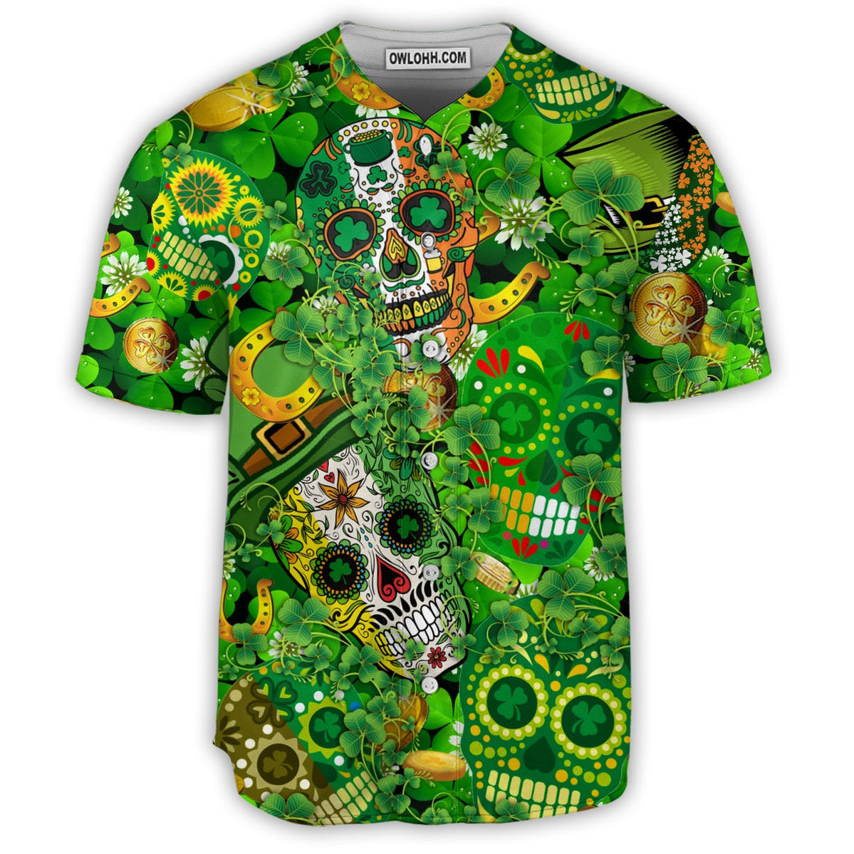Irish Skull Irish Love Skull Happy And Gold - Baseball Jersey - Chic Loom