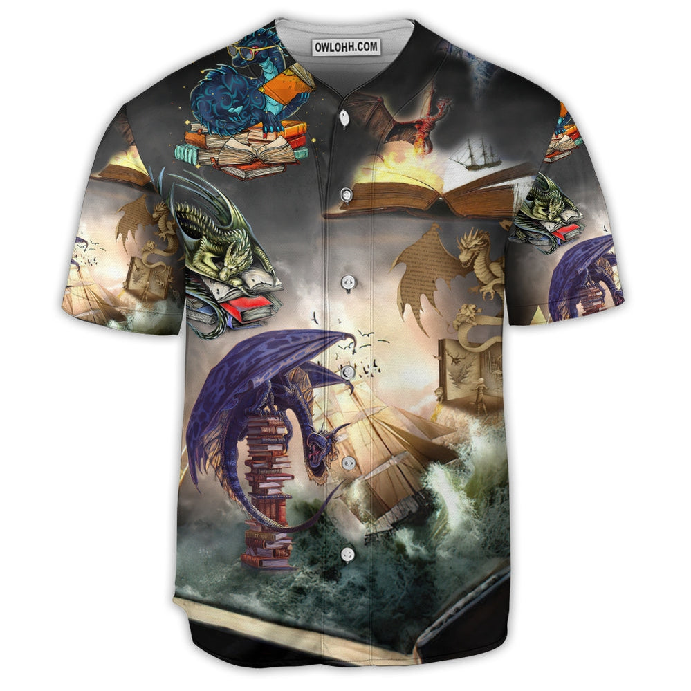 Book Reading Book Dragon - Baseball Jersey  - Chic Loom