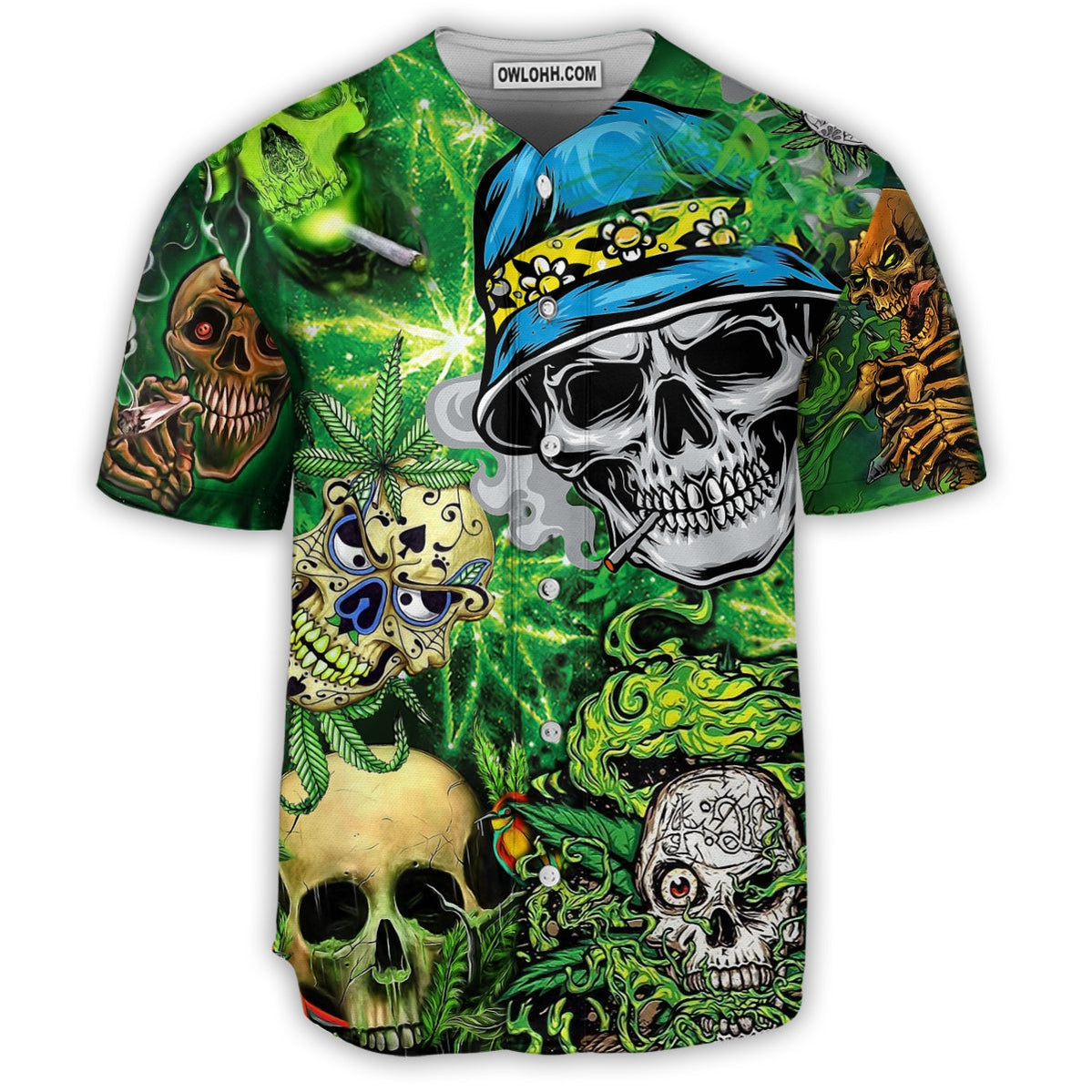 Skull Smile Love Green - Baseball Jersey - Chic Loom