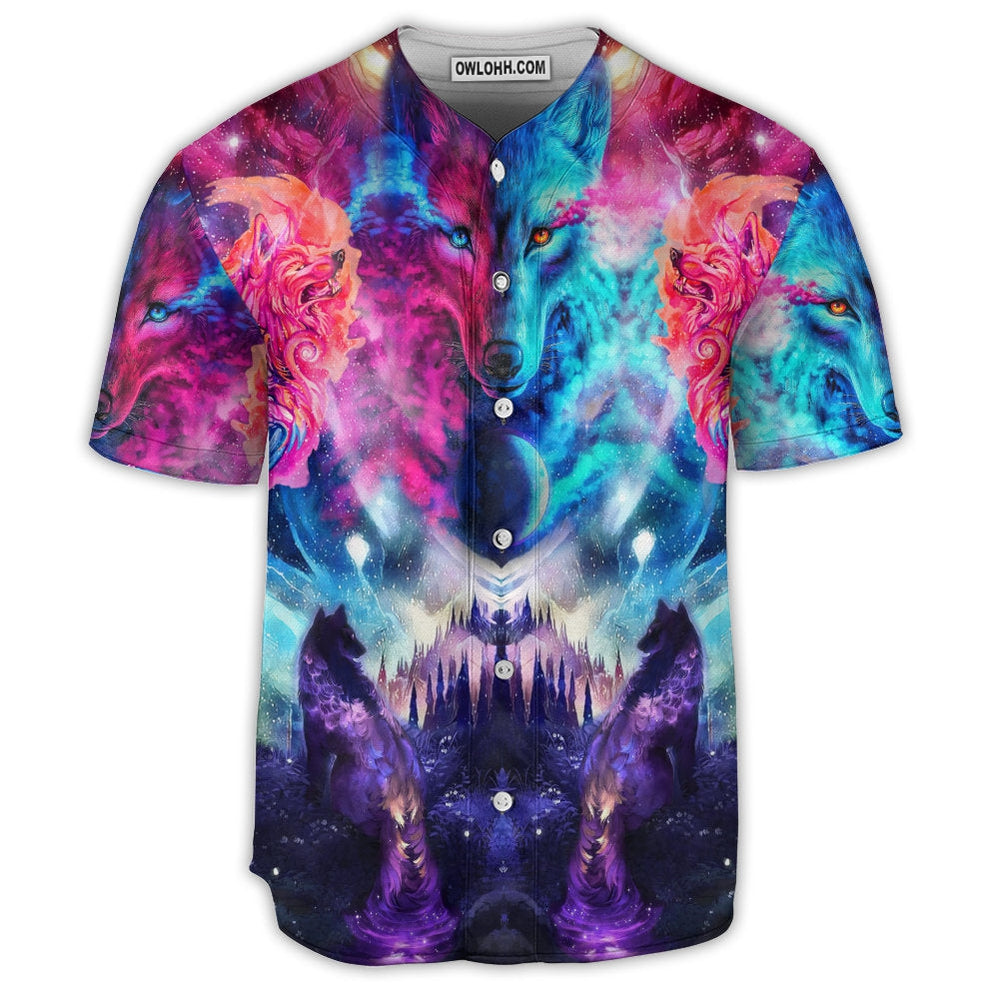 Wolf Colorful Loves Over Night - Baseball Jersey  - Chic Loom