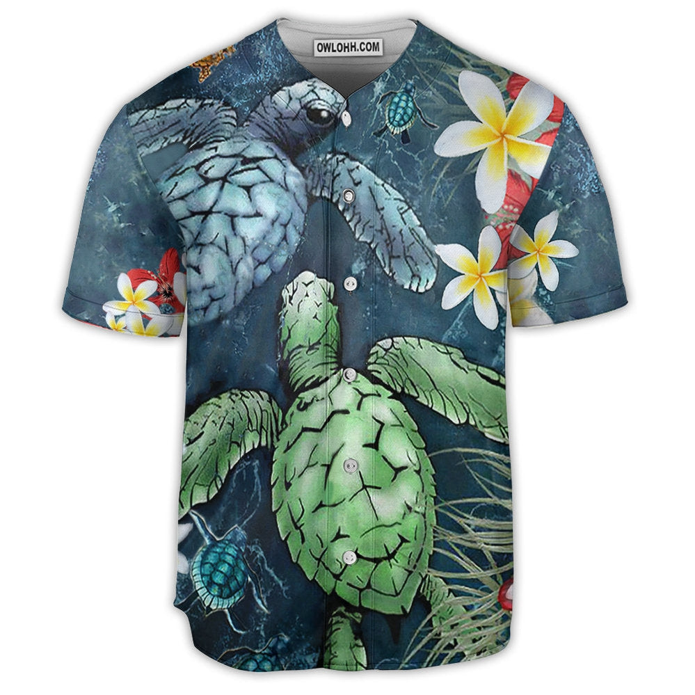 Turtle Love Flowers So Pretty - Baseball Jersey  - Chic Loom