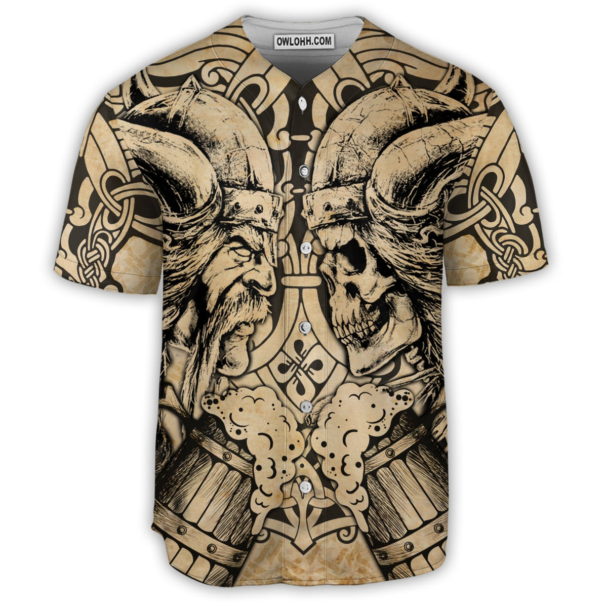 Skull Viking Old Man With Skull - Baseball Jersey - Chic Loom