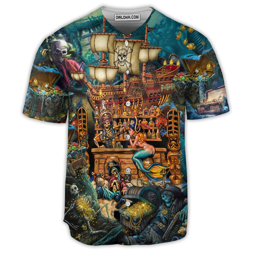 Skull Pirate Treasure Night On The Sea Style  - Baseball Jersey  - Chic Loom