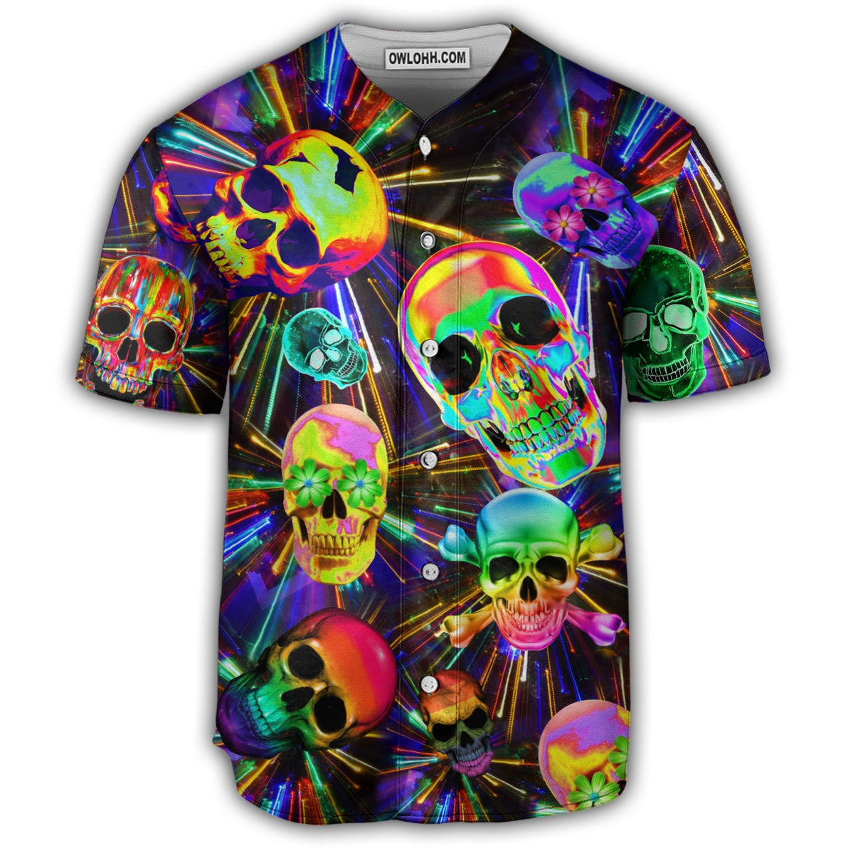 Skull Love Life Neon Style - Baseball Jersey - Chic Loom