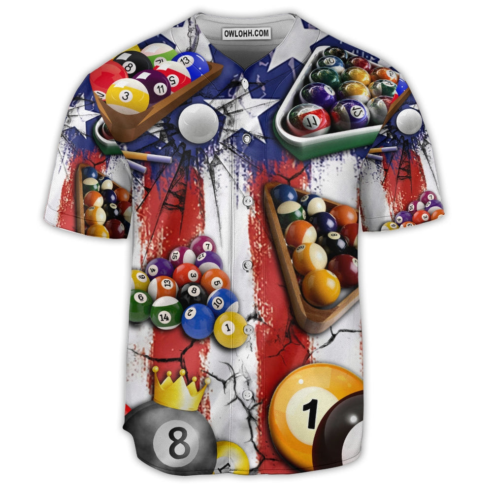 Billiard Independence Day American Flag - Baseball Jersey  - Chic Loom