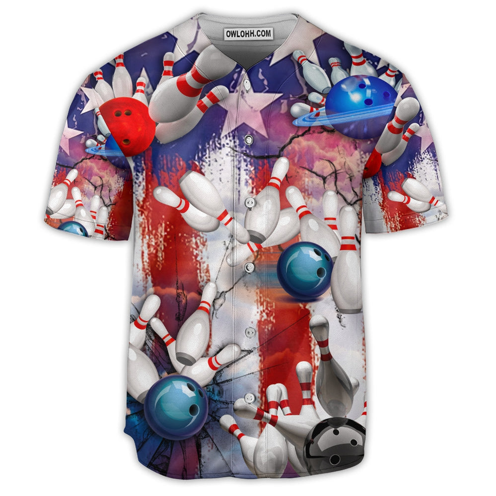 Bowling Independence Day Love Bowling - Baseball Jersey  - Chic Loom