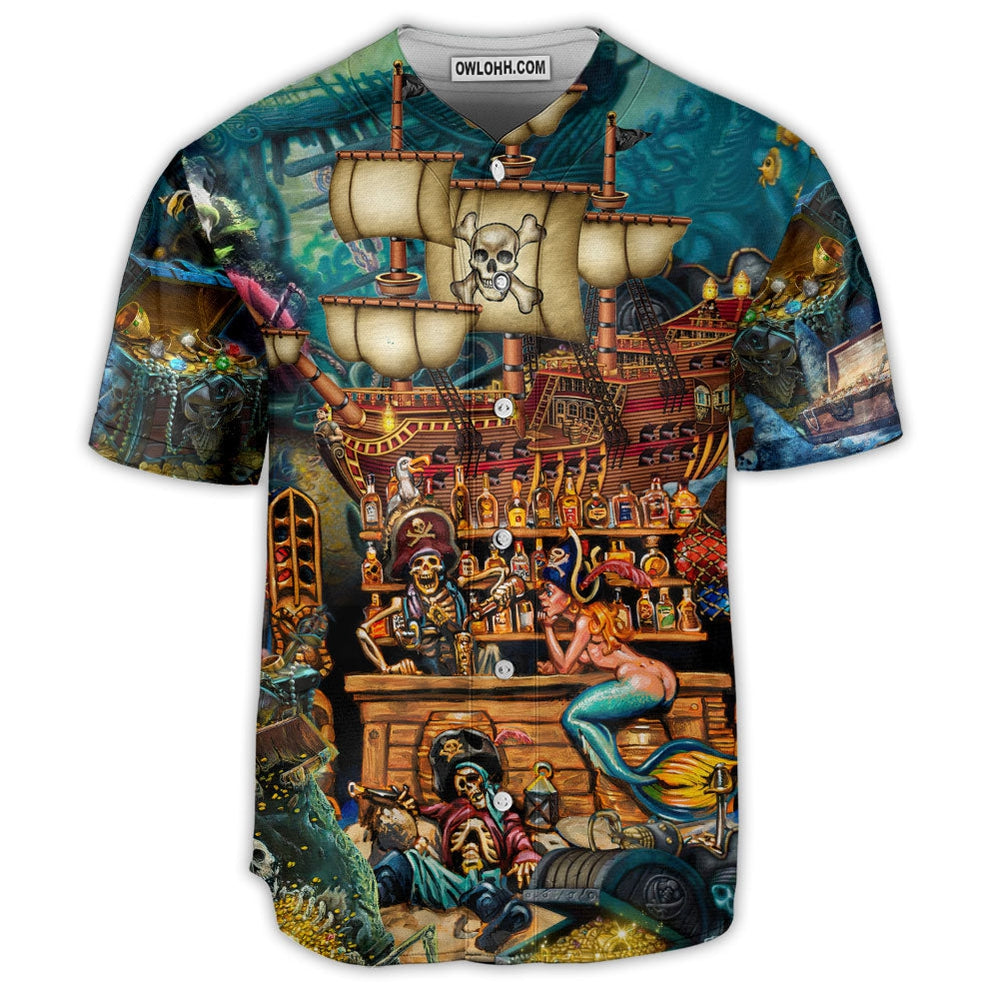 Pirate Skull Treasure Night On The Sea Style - Baseball Jersey