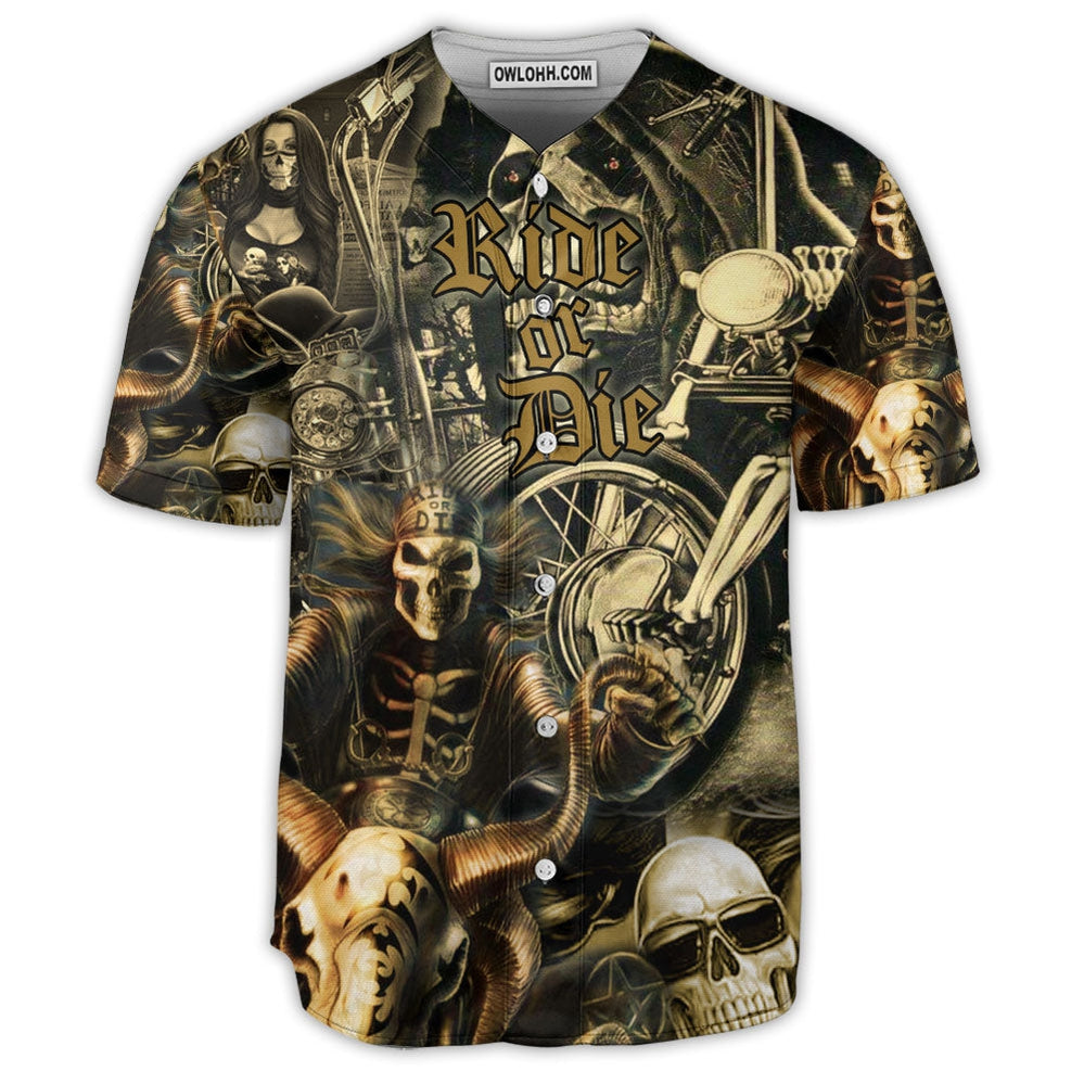 Motorcycle Ride Or Die - Baseball Jersey  - Chic Loom