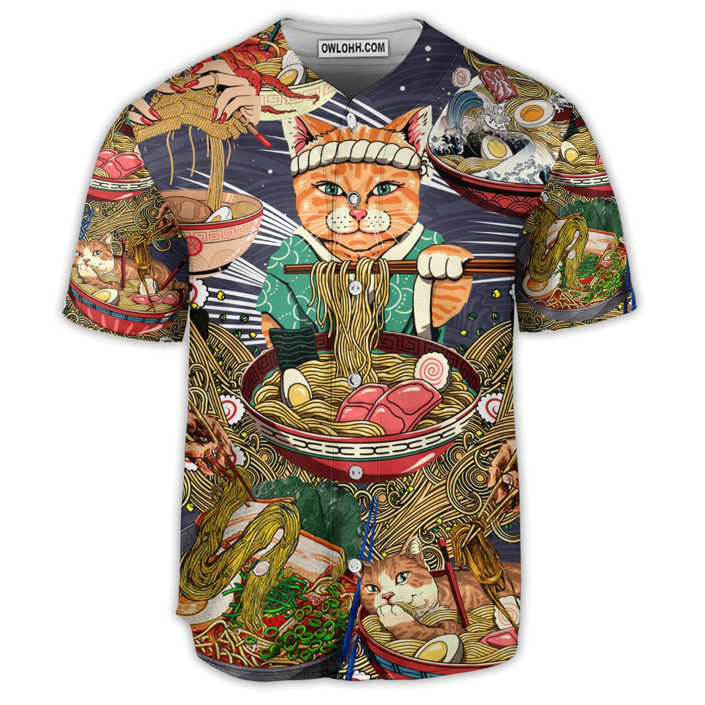 Cat Love Ramen So Funny Style - Baseball Jersey  - Chic Loom