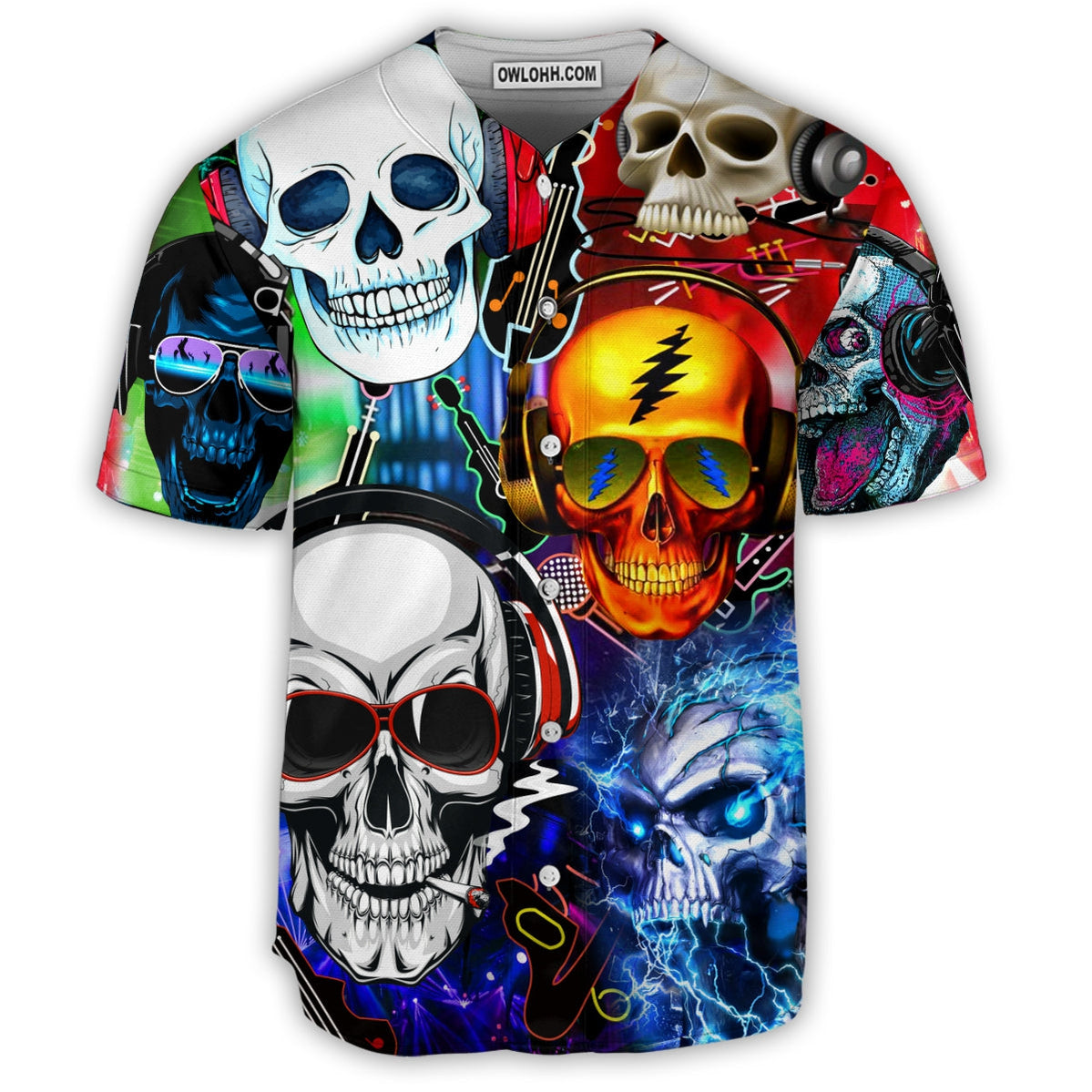 Skull Guitar Lets Get High - Baseball Jersey - Chic Loom