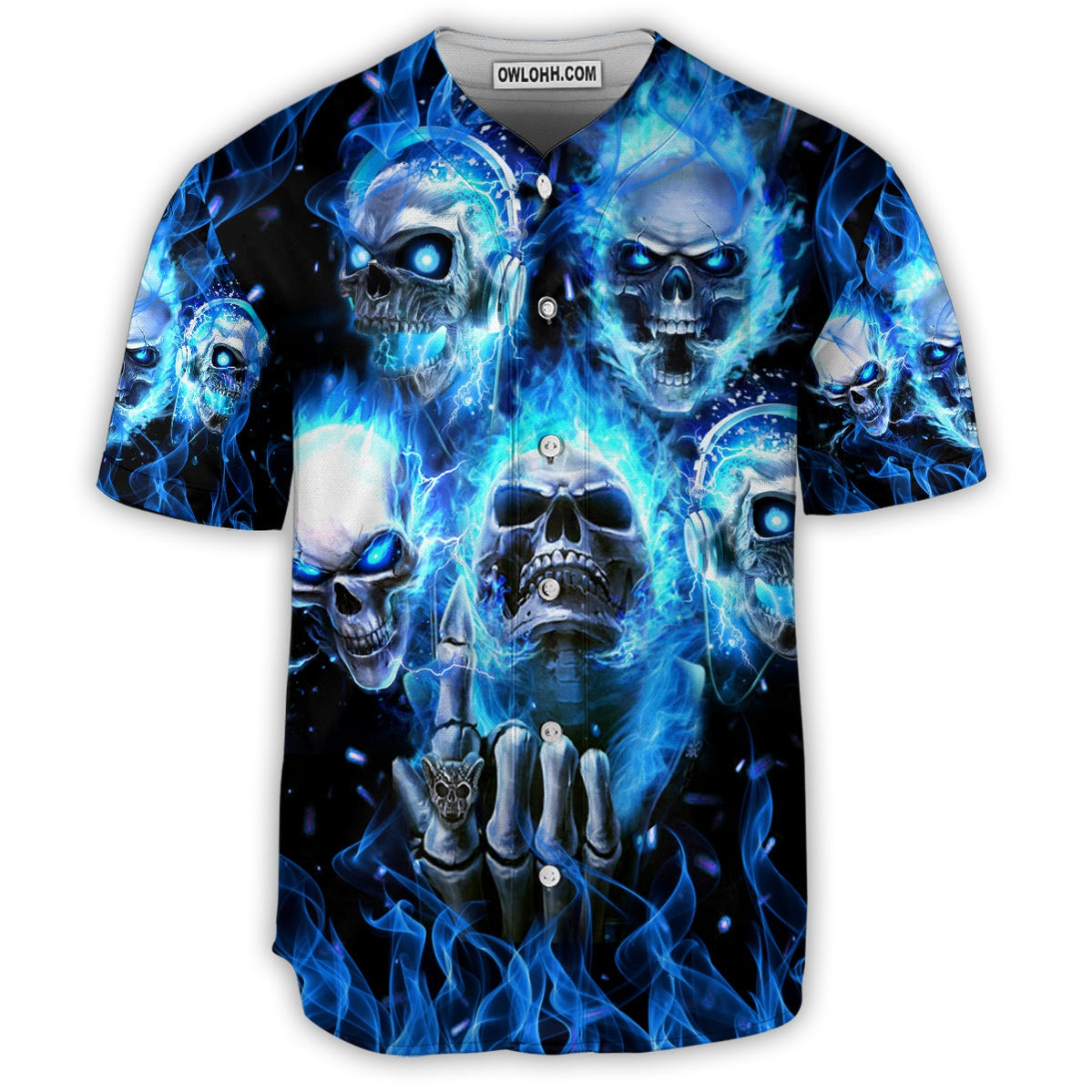 Skull Blue Skull Angry Style - Baseball Jersey - Chic Loom