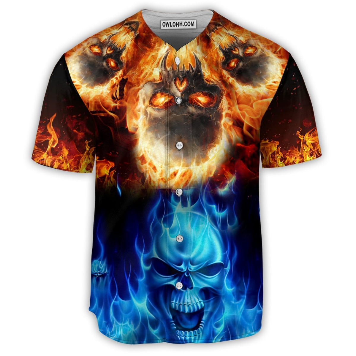 Skull Fire Burning Forever - Baseball Jersey - Chic Loom