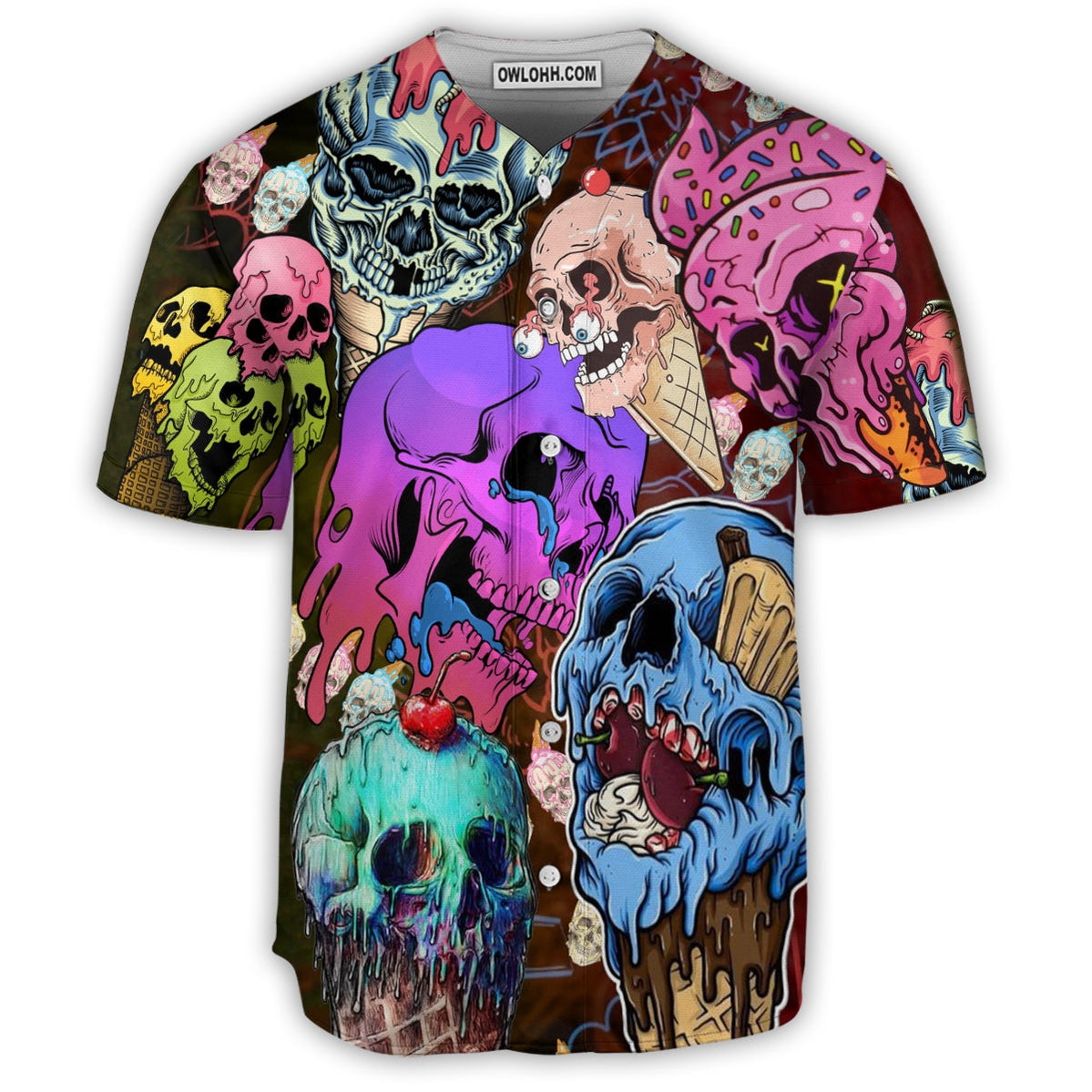 Skull And Ice Cream - Baseball Jersey - Chic Loom
