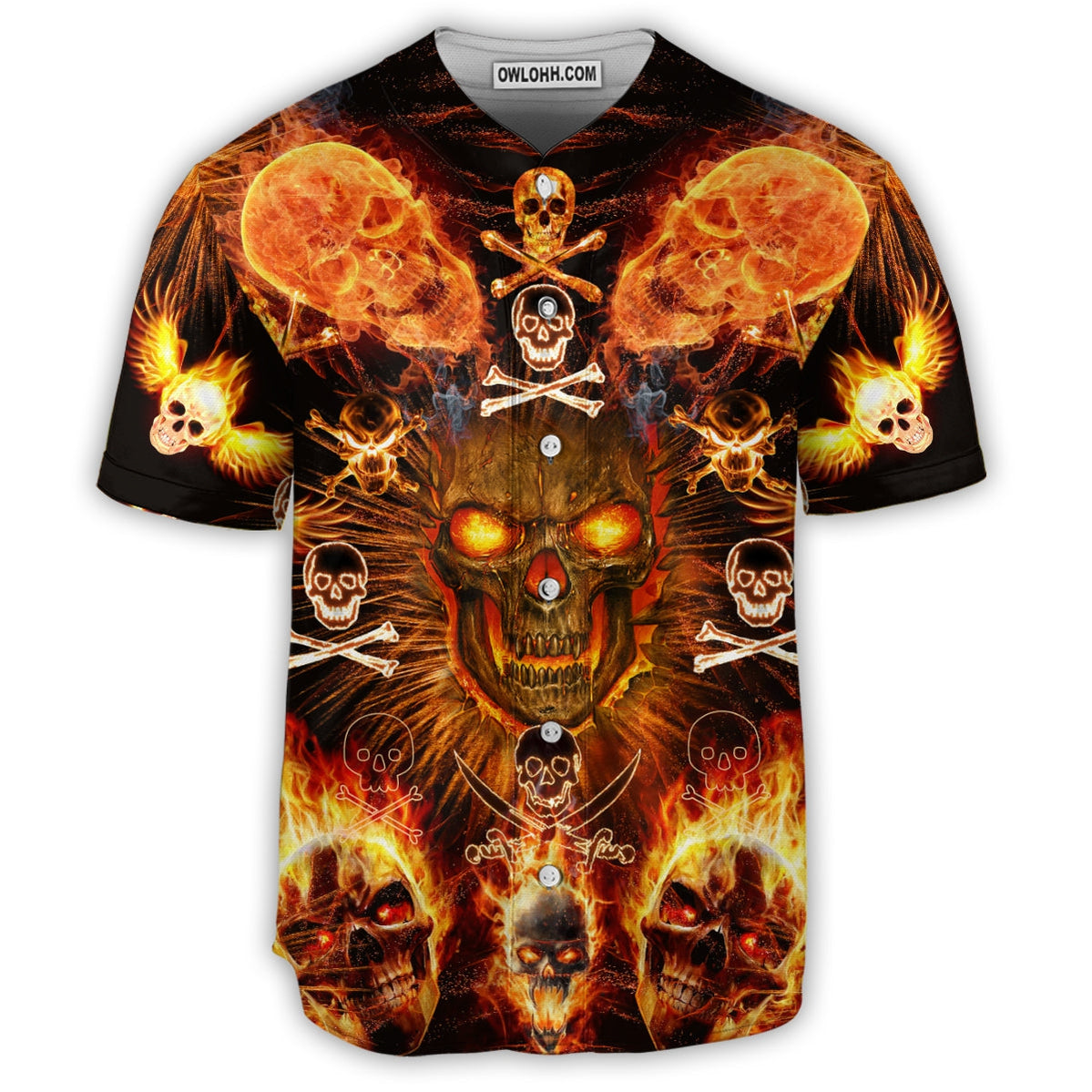 Skull Flaming - Baseball Jersey - Chic Loom