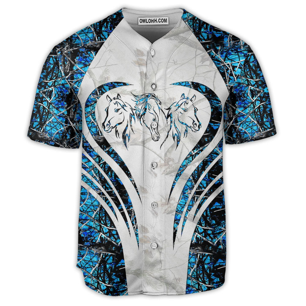 Horse Couple Art Blue Style - Baseball Jersey  - Chic Loom
