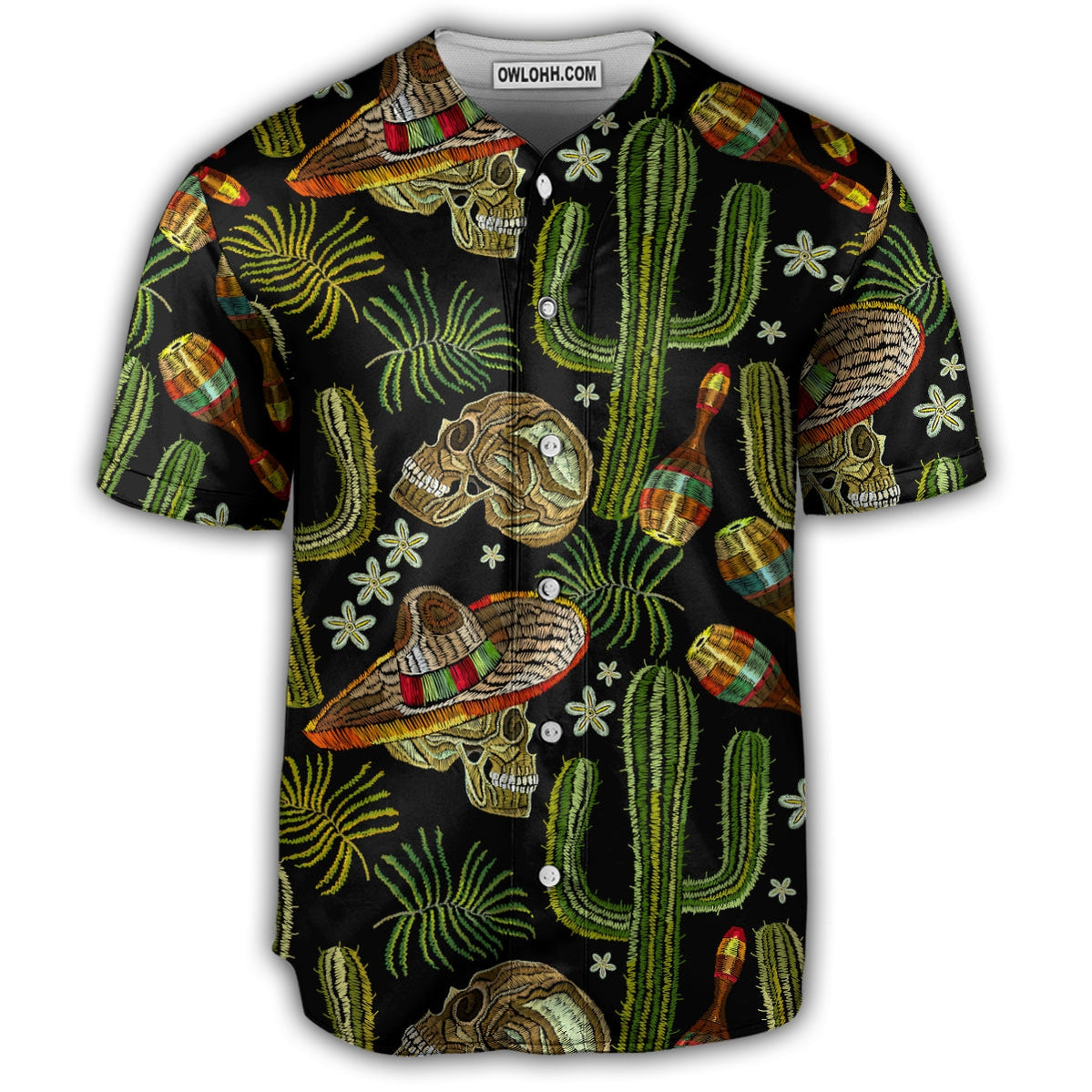 Skull Mexican Black Style - Baseball Jersey - Chic Loom