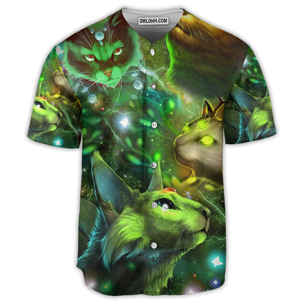 Cat Love Green Neon Cat Style - Baseball Jersey  - Chic Loom