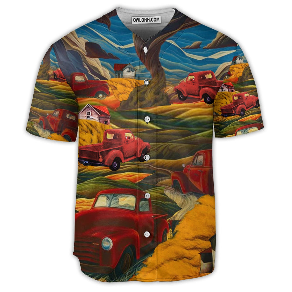 Car Love The Red Car In The Field - Baseball Jersey  - Chic Loom