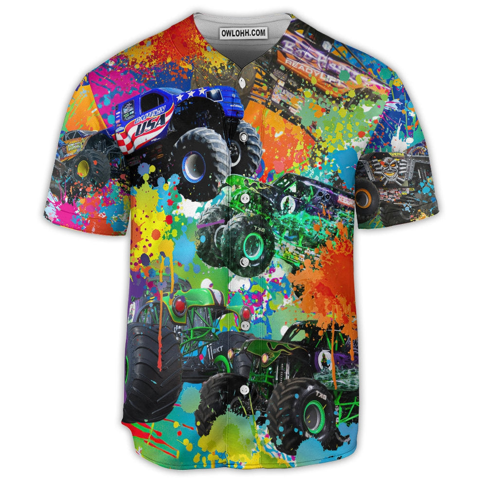 Truck Monster Colorful Truck Painting - Baseball Jersey  - Chic Loom