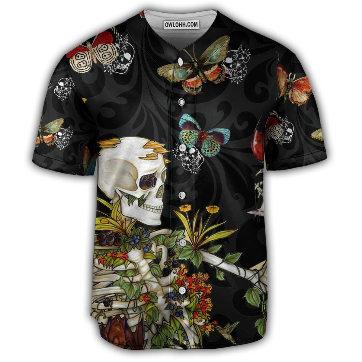Skull Love Butterfly Overnight - Baseball Jersey - Chic Loom