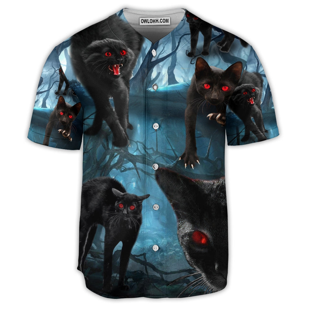 Black Cat Scary In The Night - Baseball Jersey  - Chic Loom