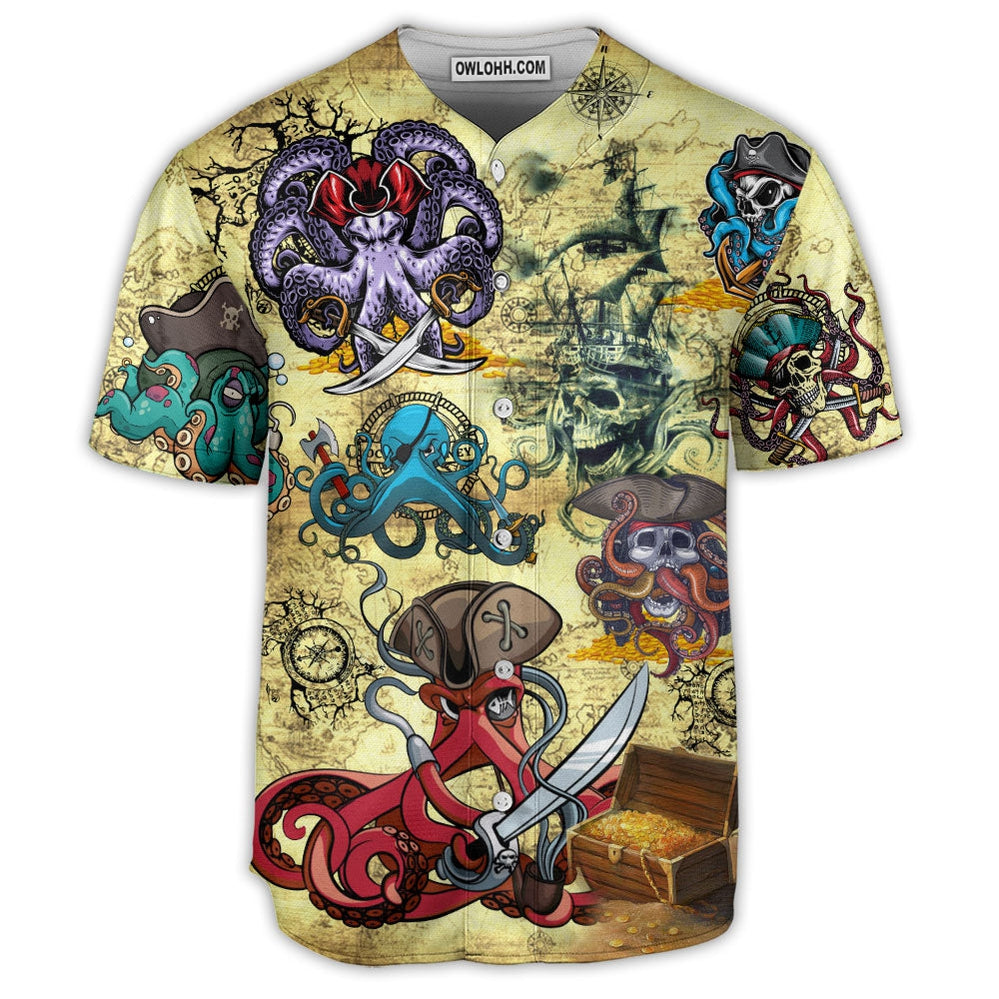 Pirate Octopus Pirate Funny - Baseball Jersey