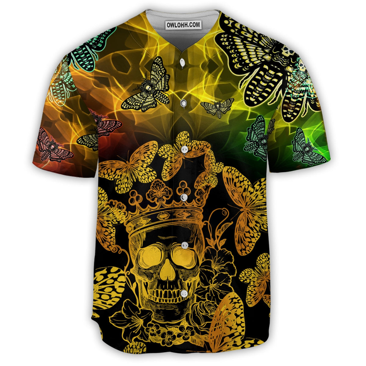 Skull Butterfly Golden Skull - Baseball Jersey - Chic Loom