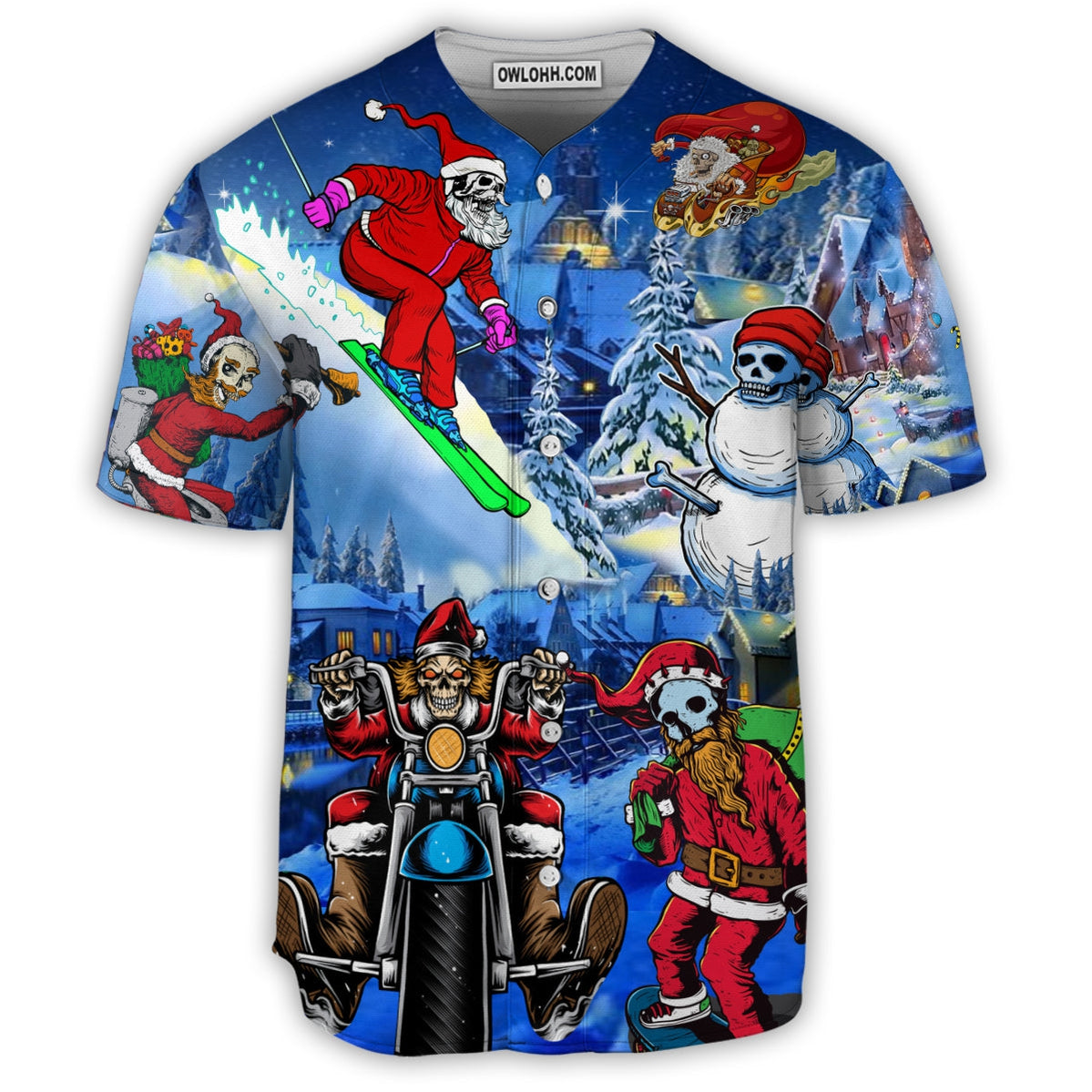 Skull Merry Chrismas - Baseball Jersey - Chic Loom