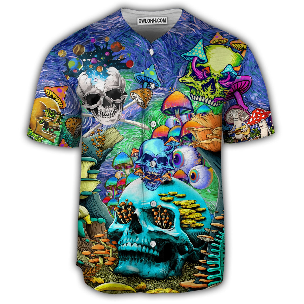 Skull Mushroom - Hippie Die Once Live Forever - Baseball Jersey - Chic Loom